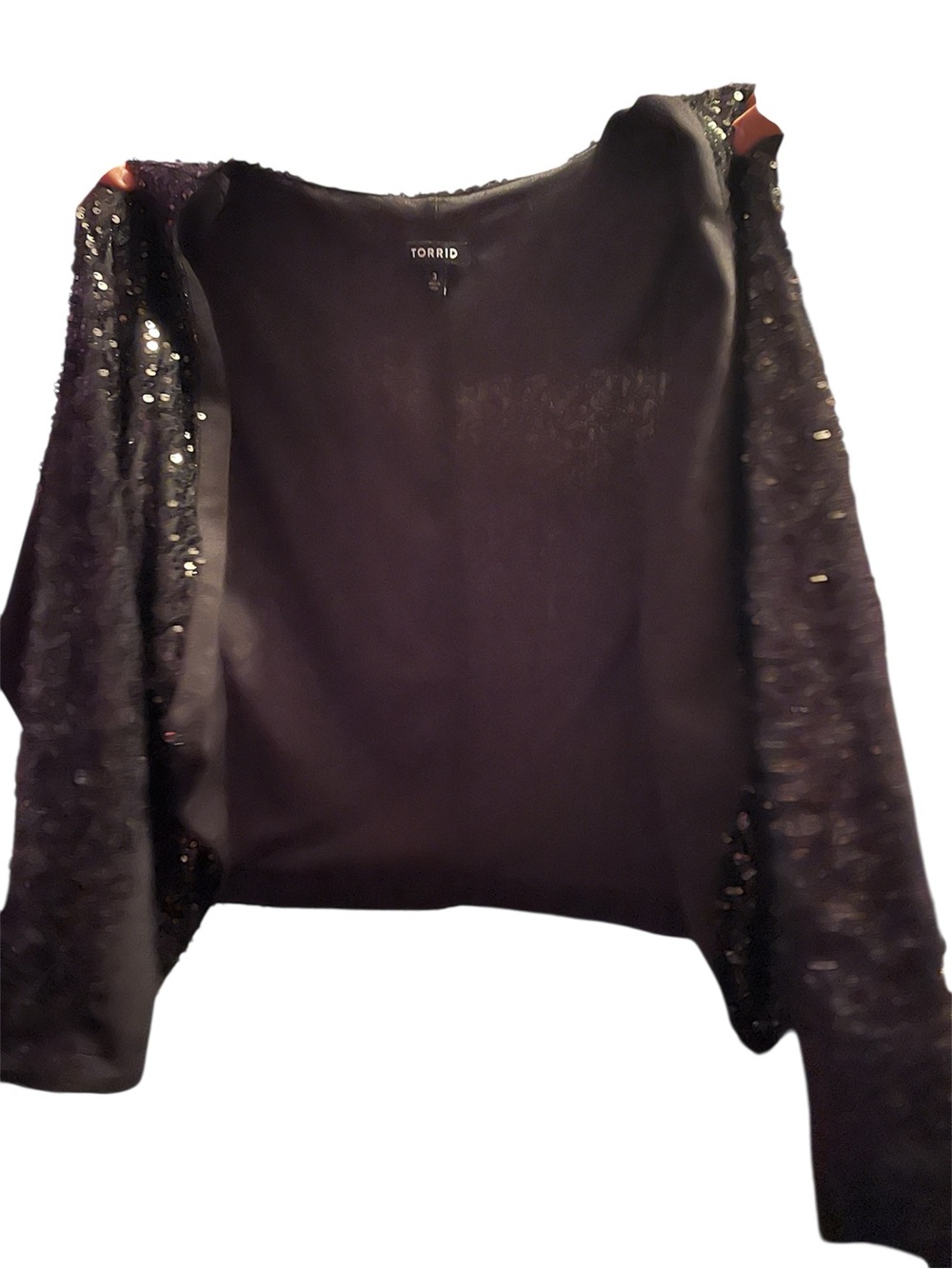 torrid Black Sequin Sleeve Open Cardigan